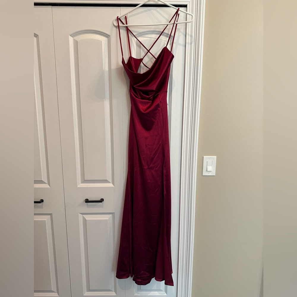 Formal Ruched Satin Long Dress